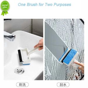 Bathroom Mirror Wall Cleaner BrushesTile Scraper Brush 2in1 Silicone Blade Sponge Glass Cleaner Kitchen Bathroom Shower Scraper