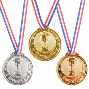 Vinnare Gold Medals Trophy Awards med Lanyard Ribbon Sports Game Children's Events Classrooms Tävlingar Favors