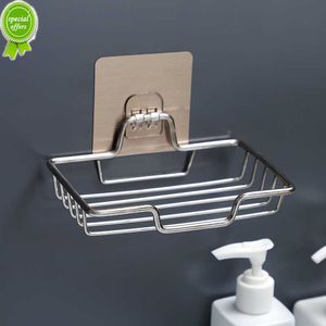 New High Quality Soap Rack Wall Mounted Soap Holder Stainless Steel Soap Sponge Dish Bathroom Accessories Soap Dishes Self Adhesive