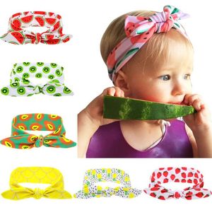 Lovely Bunny Head wrpas Turbante Stampa di frutta per bambini Orecchie di coniglio Fasce per bambini Anguria Accessori per capelli stampa fragola Fascia per capelli infantile Copricapo