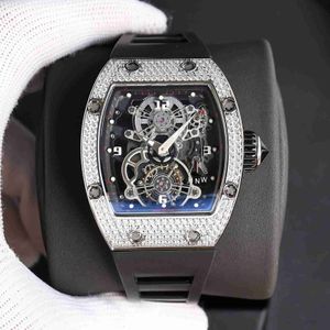 Relógios masculinos Diamond Luxury RM17-01 R i c h a r d Hollow Tourbillon Designer YMUE Novo relógio de pulso gelado de alta qualidade 2p