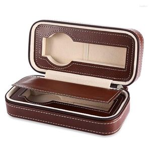 Uhrenboxen Hüllen 2 Gitter PU-Leder Reiseaufbewahrungskoffer Reißverschluss Armbanduhr Box Organizer Deli22