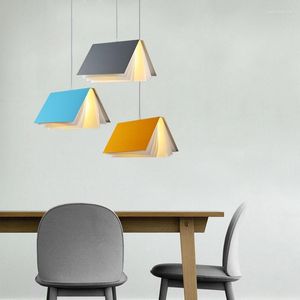 Pendelleuchten Nordic Creative Macaron Farbe LED Esstisch Bibliothek Kronleuchter Schlafzimmer Nachttisch Studie Bar Buch