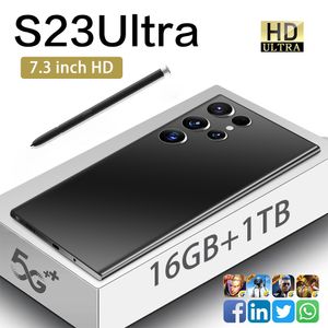 Сотовые телефоны Sansug S21 S22 S23 Ultra-Fast 5G Network 8 12G 512 ГБ хранения экраны высокой четко