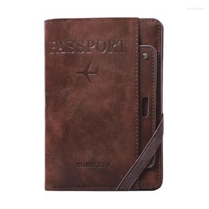 Storage Bags Multifunctional Leather Document Passport Bag RFID License Passbook Travel Card Holder For