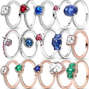 Pierścień Solitaire 925 Pierścień Srebrny Sparujący cyrkon Love Heart CZ Pierścień dla kobiet prezent zaręczynowy Oryginalna biżuteria pierścieniowa 230621