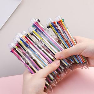 10Pcs/Lot Transparent 8 Colors Ballpoint Pen Cute Multicolor Graffiti Pens School Student Writing Stationery Office Accessories