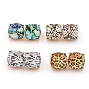 Stud Earrings 2023 Summer Colored Leopard Zebra Snake Animal Grain Big Square Dot Earring For Girl