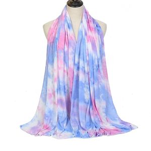Tie-färgad hijab halsduk kvinnor stretchy printe sjal bufanda muslimska halsdukar omslag pannband stal bandana turban 180*85 cm