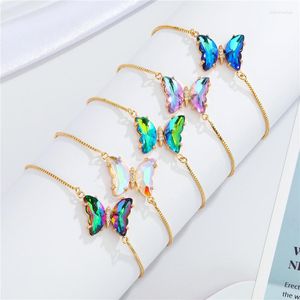 Braccialetti con ciondoli Cubic Zirconia Crystal Lovely Butterfly Bracciale Donna 2023 Fashion Rare Earth Glass CZ Stone Box Chain Jewelry Gift