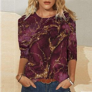 Damenblusen, Bluse für Damen, elegante Langarmshirts, lockere, lässige Oberteile, bedruckt, Rundhalsausschnitt, T-Shirts, hübsche Modefrau 2023