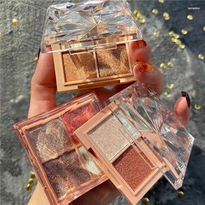 Paleta de Sombras Bright Star Diamond 4 Cores Glitter Matte Maquiagem Suave Longa Duração Pigmentada Impermeável Brilhante Cosméticos