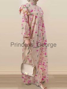 Casual Dresses ZANZEA Women Muslim Sundress Elegant Floral Printed Abaya Dress Vintage Dubai Turkey Ruffle Islamic Clothing Caftan Marocain x0625