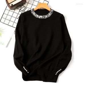 Women's Sweaters Korean Beading Luxury Sweater Women 2023 Autumn Winter Streetwear Fashon Tricot Pearl Basic Jumper Pull Femme Pullover