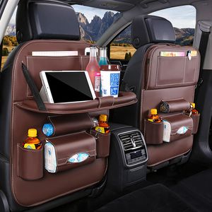 Altro Home Storage Organization Car Back Seat Organizer Borsa portaoggetti con vassoio da tavolo pieghevole Supporto per tablet Scatola per fazzoletti Borsa per sedile posteriore Accessori per protezioni 230625