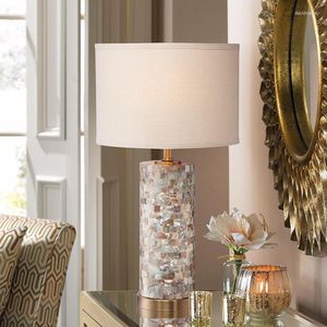Bordslampor American Luxury Warm Romantic Lamp LED E27 Shell Lampbody Simple Modern Light Fixtures Study Bedside Bedroom Bakgrund