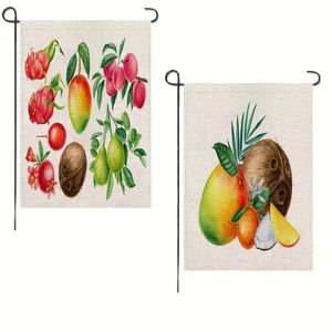 2 peças, bandeira de jardim de frutas 12 polegadas x 18 polegadas vertical de dupla face bem-vinda flor bandeira de jardim para jardim sazonal decoração ao ar livre