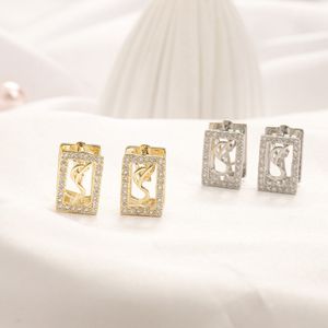 18k Gold Plated Luxury Designers Letter Earring Stud Wamen Women Cuboid Carved Earrings Wedding Party Jewerlry Accessory High Quality 20Style