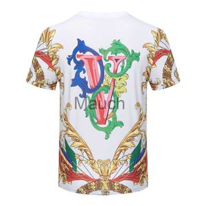 T-shirt da uomo Homme Fashion Cotton manica corta Slim Cotton Tops Tees Garden Print T-shirt Gentleman Tshirts 2022 Summer Casual Streetwear J230625