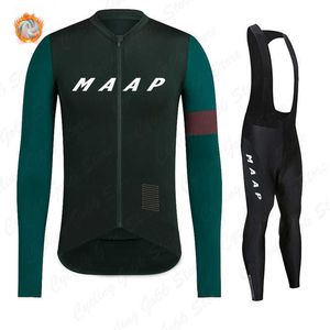 Roupas de bicicleta conjuntos de 2022 MAAP Roupas de ciclismo de inverno Men mangas compridas lã térmica Roupas de ciclismo Coloque de bicicleta mtb Maillot Bike uniformhkd