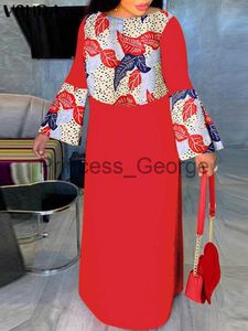 Casual Dresses Plus Size 2023 VONDA Summer Maxi Dress Women Long Flare Sleeve Vintage Patchwork Printed Vestido Casual Baggy Party Robe Femme x0625