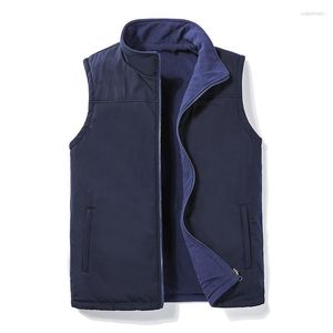 Men's Vests Men's Polar Fleece Fabric Double Sided Vest Men Autumn Winter Outdoor Sportswear Sleeveless Jacket Oversize Boy Waistcoat