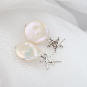 Węzeł ręcznie robiony kreatywna żeńska modna barokowa barokowa perła mała rozgwiazda 925 srebrna kolczyka