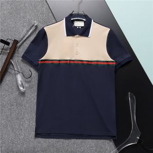Męska designerska koszulka polo moda moda Khaki niebieskie męskie koszulka wysokiej jakości patchworka swoboda T-shirt Luksusowa koszulka z krótkim rękawem M-3XL
