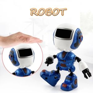 Smart Mini Robot Cute Alloy Robot Lighting Voice Intelligence Induction Joint Rotation Toys For Children Boys Birthday Gift