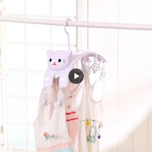 Bath Hangers 10 Clips Windproof Drying Rack White Cartoon Cute Multihead Hanging Clothes Hanger Durable Long 230625