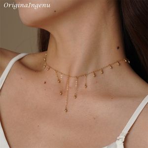 Strängar strängar 14k guldfylld halsband guld choker handgjorda hängen boho minimalism smycken för kvinnor guldpärlor halsband 230621