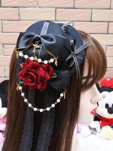 Boinas Lolita Lace Flower Hairband Gótico Dark Hairpin Bowknot Sweet Hair Hoop Cosplay Headband Headwear Acessório Para Mulheres Meninas