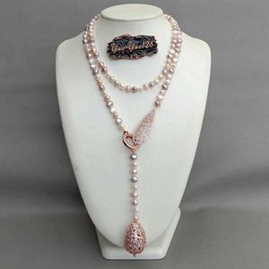 Ожерелья с бисером многоцветное картофельное пресноводное жемчужно -розовое золото.