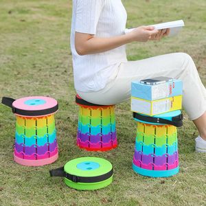 Camp Furniture Outdoor Retractable Mini Stool Portable Stool Lounge Folding Chair Camping Stool Foldable Convenient Fishing Chair Portable Seat HKD230909
