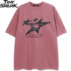 Men's T-Shirts Men HipHop Streetwear Tshirt Star Spider Graphic TShirt 2023 Summer Harajuku T Shirt Cotton Loose Tops Tee Pink Unisex Oversize J230625