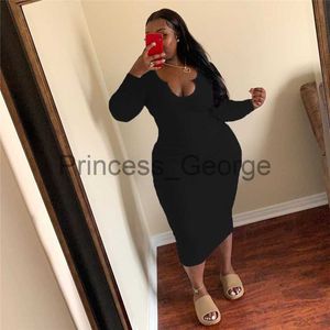 Casual Dresses Plus Size Women Clothing ONeck Solid Midi Dress Bodycon Sexy Fall Elegant Long Sleeve Dresses Party Wholesale Dropshipping x0625