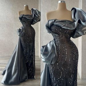 Classic Evening Dress With Pleat One Shoulder Lace Sexy Party Side Trailing Bridal Gowns Robes De Mariee Customized Colors