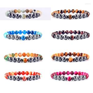 Link Bracelets Natural Tiger Eye Beads Bracelet Hematite Stone Beaded Yoga Energy For Women Men Charm Jewelry Gifts Kids Wholesale