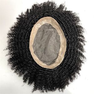 Peruca de cabelo humano virgem indiana nº 1 Jet Black 8mm Wave 7x9 Mono Lace Unit Peruca para mulheres negras