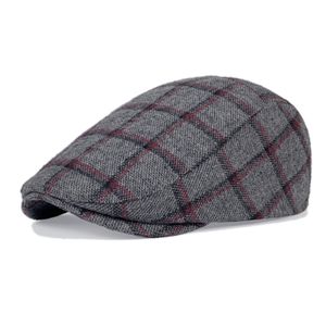 Осенние зимние новости клетки для кепок для мужчин Paperboy Golf Cap Beret Cabbie Caps
