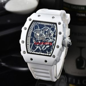 Mens Ceramic Hollowed Out Transparent Bottom Business Quartz Watch Style White Waterproof Quartz Watches