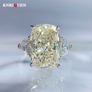 Solitaire Ring Trend 100% 925 Real Silver 9*13mm White G High Carbon Diamond Rings for Women Wedding Band Party Fine Jewelry Female Gifts 230621