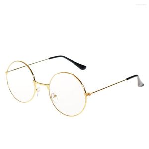 Armações de óculos de sol Moda Óculos redondos redondos superdimensionados Vintage Retro Óculos de ouro Armação de metal Lente transparente Nerd Geek Eyewear