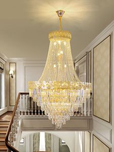 Large gold living room chandelier Pendant Lamps luxury house decoration crystal hanging light fixture modern staircase loft hotel led lustre