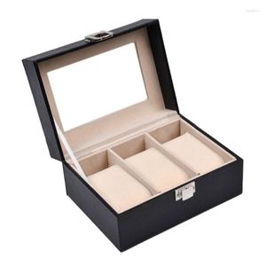 Watch Boxes & Cases 3 Slots Box With Lock Dust-proof Detachable Wooden Protector For Home Watches Accessories Men Women Gifts Deli22