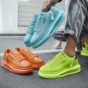 Mens Fashion Leather Sneakers Casual Board Trainers Man Comfortable Running Shoes with Air Cushion