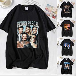 T-Shirts Masculinas Ator Pedro Pascal T Shirts Manga Curta Retro 90s Algodão Tops Javier Penatshirt Masculino Feminino e Last of Us Movie T Shirts Top J230625