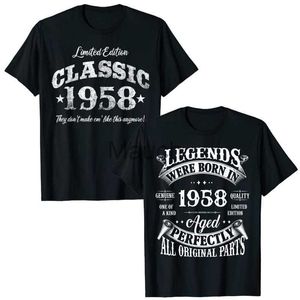 Herren T-Shirts 65 Years Old Vintage Classic Car 1958 65 Birday TShirt Legends Born In 1958 65YearOld Sprüche Zitat Graphic Tee Tops Geschenk J230625