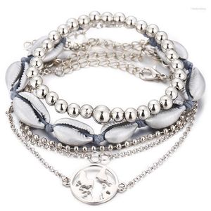 Очаровательные браслеты богемный сплав ретро модный раковина 8 Bead Chain Bracelet Set 5 Piece Ladies Accessories Accessories VB984 MELV22