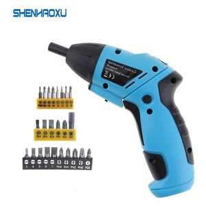 Schroevendraaiers 6V Battery Electric Screwnriver Mini Cordless Drill Wireless Power med LED -ljus multifunktion DIY Power Tools 10 bitar